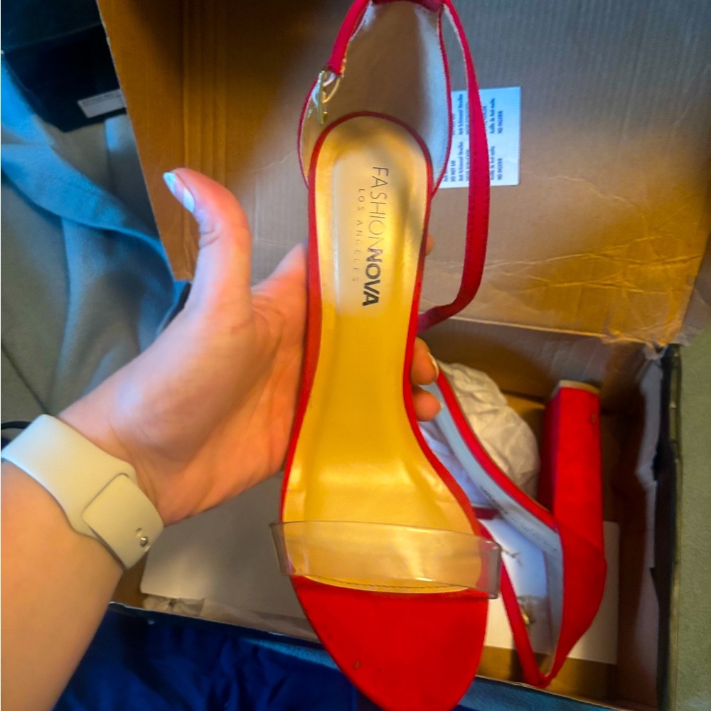 Red straps heels